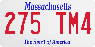 MA license plate 275TM4