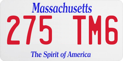 MA license plate 275TM6