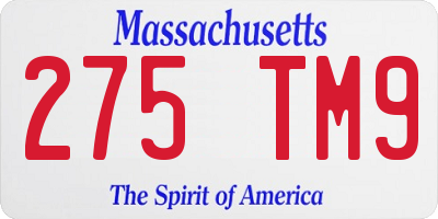 MA license plate 275TM9