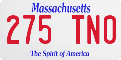 MA license plate 275TN0