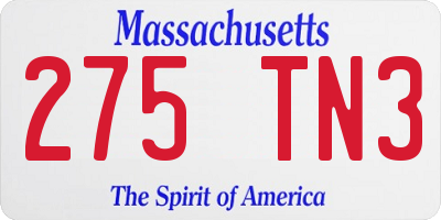 MA license plate 275TN3