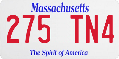 MA license plate 275TN4