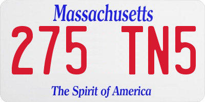 MA license plate 275TN5