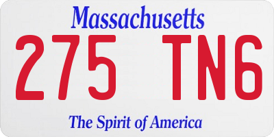 MA license plate 275TN6