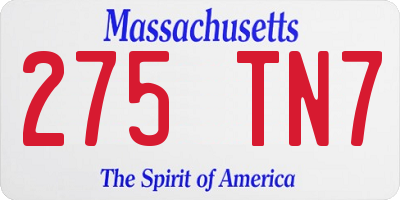 MA license plate 275TN7