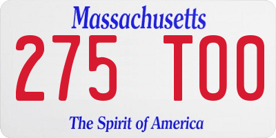 MA license plate 275TO0