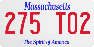 MA license plate 275TO2
