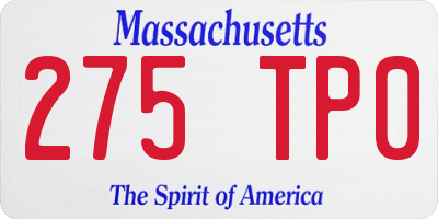 MA license plate 275TP0