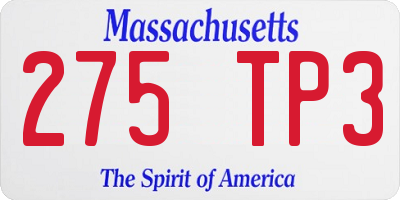 MA license plate 275TP3