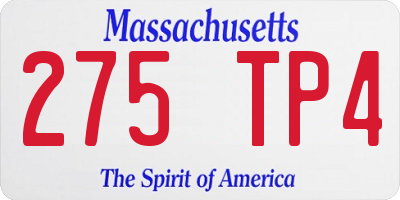 MA license plate 275TP4