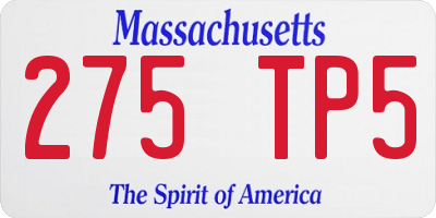 MA license plate 275TP5