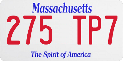 MA license plate 275TP7