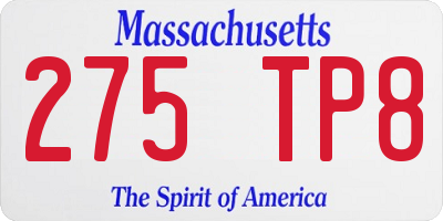 MA license plate 275TP8