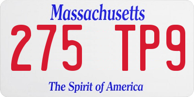 MA license plate 275TP9