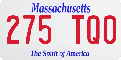 MA license plate 275TQ0