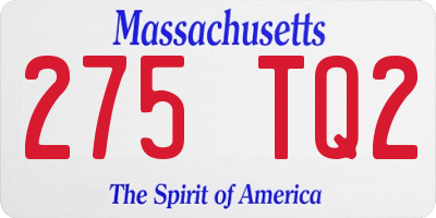 MA license plate 275TQ2