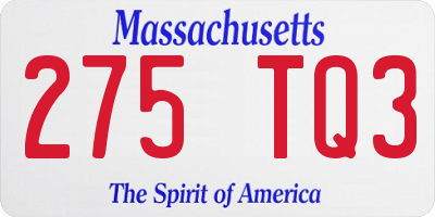MA license plate 275TQ3