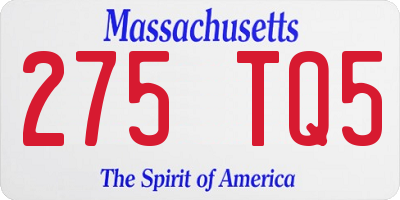 MA license plate 275TQ5