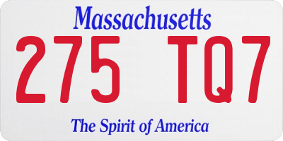 MA license plate 275TQ7