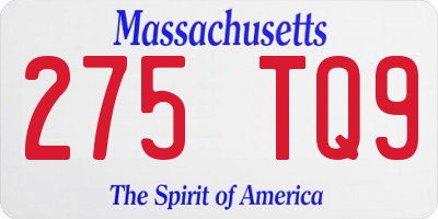 MA license plate 275TQ9