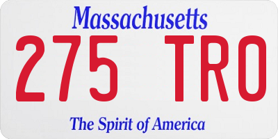 MA license plate 275TR0