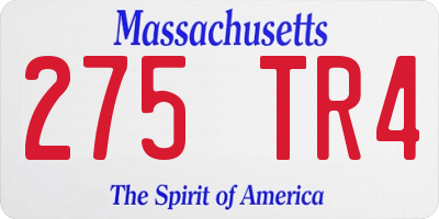 MA license plate 275TR4