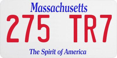 MA license plate 275TR7