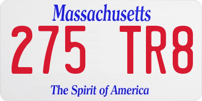 MA license plate 275TR8