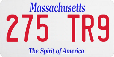 MA license plate 275TR9