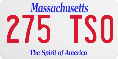 MA license plate 275TS0