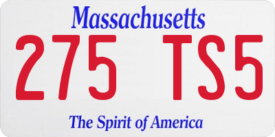 MA license plate 275TS5