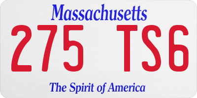 MA license plate 275TS6