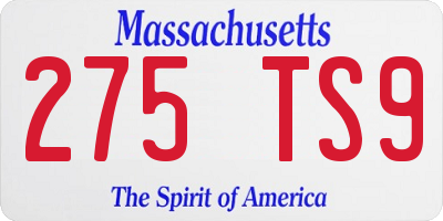 MA license plate 275TS9