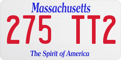 MA license plate 275TT2
