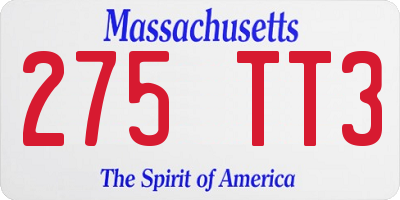 MA license plate 275TT3