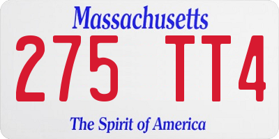 MA license plate 275TT4