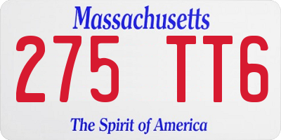 MA license plate 275TT6