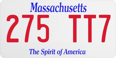 MA license plate 275TT7