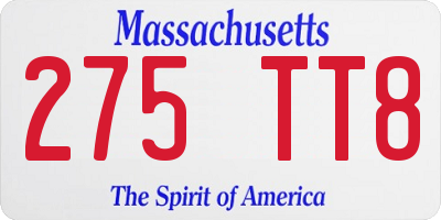 MA license plate 275TT8