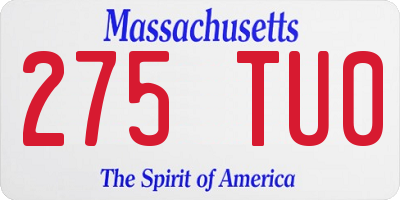 MA license plate 275TU0