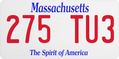 MA license plate 275TU3