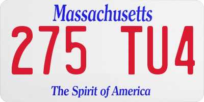 MA license plate 275TU4