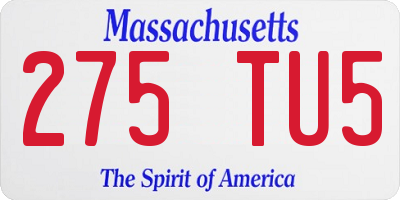 MA license plate 275TU5