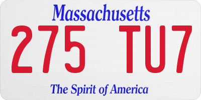MA license plate 275TU7