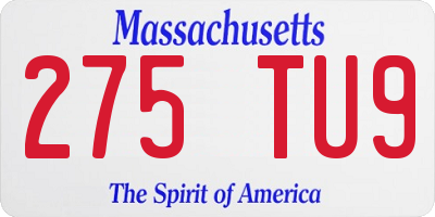 MA license plate 275TU9