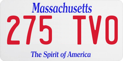 MA license plate 275TV0