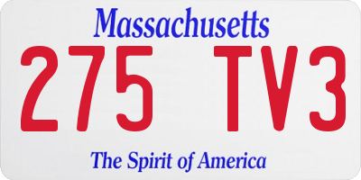 MA license plate 275TV3
