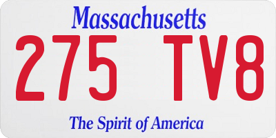 MA license plate 275TV8