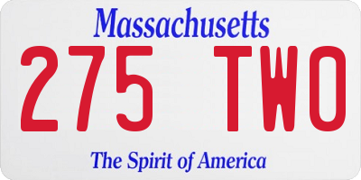 MA license plate 275TW0