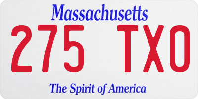 MA license plate 275TX0
